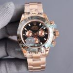 Rolex Rose Gold Daytona 40MM Replica Watch Black Dial Black Ceramic Bezel